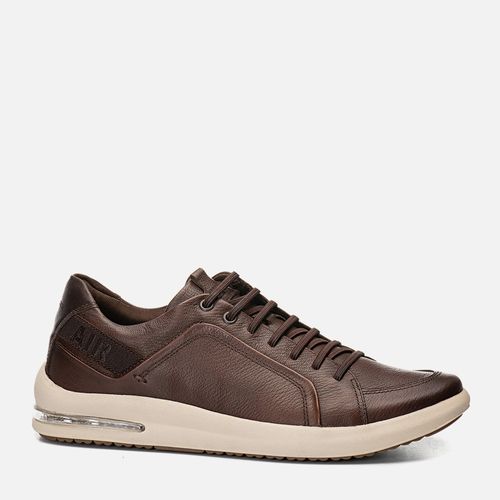 Sapatênis ou Tênis Casual Feito em Couro Napa Soft Suave com Amarração Solado Alto Bolha Air Anti Impacto Conforto Masculino Milano Chocolate 11479