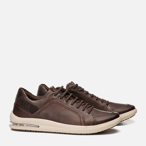Sapatênis ou Tênis Casual Feito em Couro Napa Soft Suave com Amarração Solado Alto Bolha Air Anti Impacto Conforto Masculino Milano Chocolate 11479