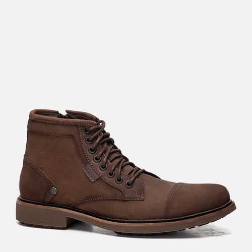 Bota Coturno Feito em Couro Nobuk Calce Prático Zíper Solado Borracha Gel Palmilha Anatômica Masculino Milano Castanho/marrom 11588