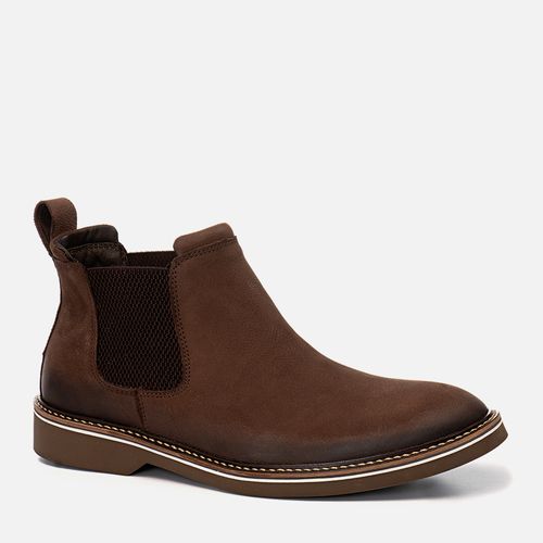 Bota Chelsea ou tipo Botina Feita em Couro Nobuk Solado Borracha Palmilha Anatômica Masculino Milano Delave Castanho 12469