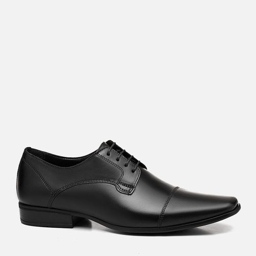 Sapato Social Clássico com Amarração Feito em Couro Macio Napa Soft Solado Borracha Masculino Milano Preto 13078