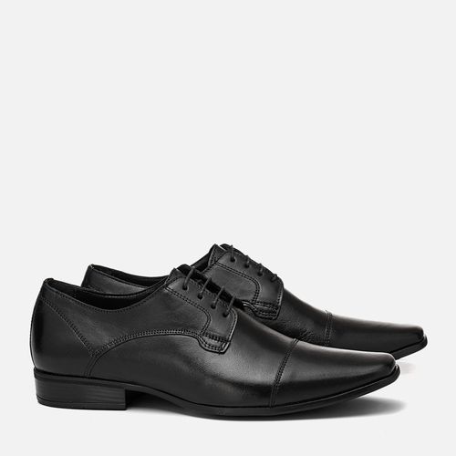 Sapato Social Clássico com Amarração Feito em Couro Macio Napa Soft Solado Borracha Masculino Milano Preto 13078