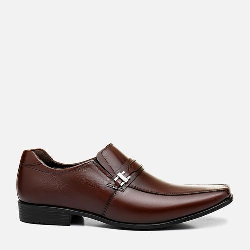 Sapato Social Clássico Sem Amarração Feito em Couro Macio Napa Confort Solado Borracha Palmilha Anatômica Masculino Milano Chocolate 12840