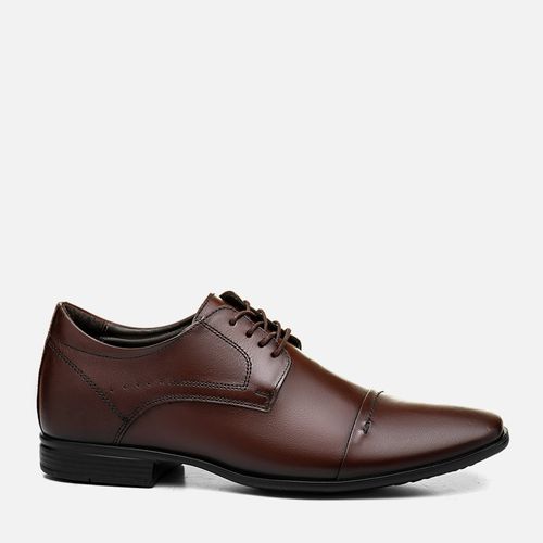Sapato Social Derby com Amarração Linha Elevel Aumenta Altura Fique + Alto  Couro Premium Napa Romana Masculino Milano Chocolate 12522