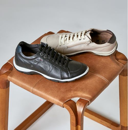 Sapatênis Linha Elevel Aumenta Altura Fique + Alto Sapato Elevação Feito em Couro Napa Soft Sem Amarração com Zíper Masculino Milano Preto 12626