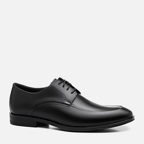 Sapato Social Clássico Derby com Amarração Feito em Couro Macio Napa Soft Solado Borracha Gel Masculino Milano Preto 13381