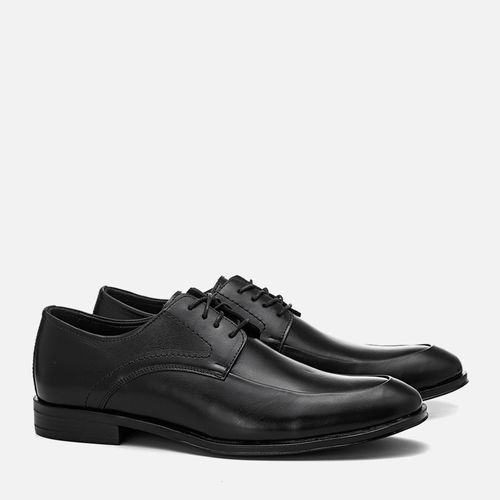Sapato Social Clássico Derby com Amarração Feito em Couro Macio Napa Soft Solado Borracha Gel Masculino Milano Preto 13381