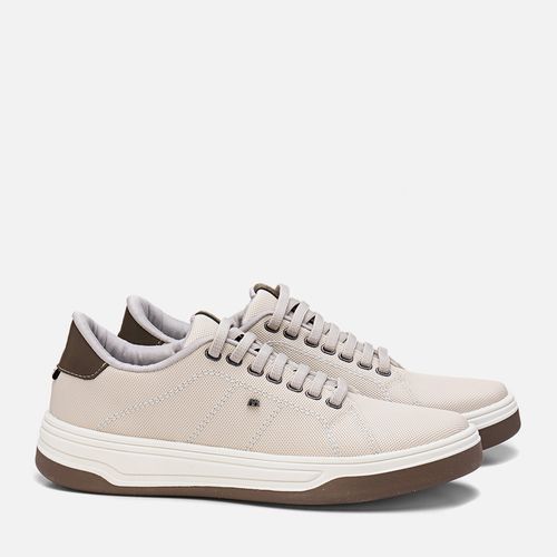 Sapatênis ou Tênis Casual Feito em Lona e Tecido com Sola Alta Bicolor Calce Prático Sem Amarração Elástico Metal M Masculino Milano Natural 13548
