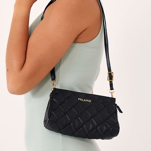 Bolsa Tiracolo, Transversal ou Carteira 2 em 1 Pequena Feita em Couro Feminina Milano Ouro Light 13329