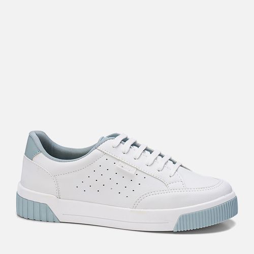 Tênis Branco Sola Caixa Média Bicolor Cano Acolchoado Conforto Feminino Milano Azul 13651