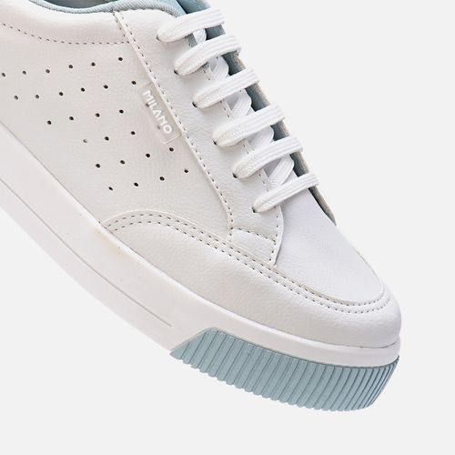 Tênis Branco Sola Caixa Média Bicolor Cano Acolchoado Conforto Feminino Milano Azul 13651