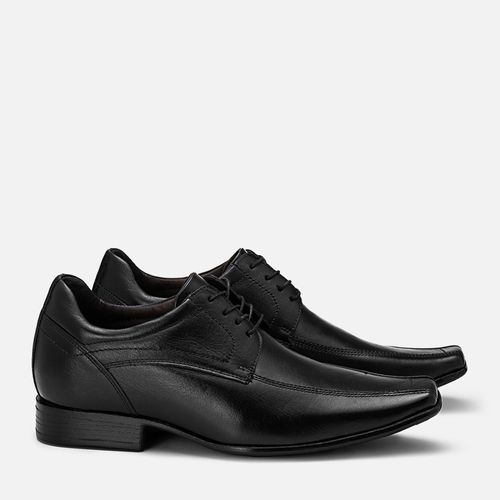 Sapato Social Clássico Elevação Aumenta Altura Fique + Alto Sapato até + 4cm Feito em Couro Macio Napa Soft Masculino Milano Preto 13645