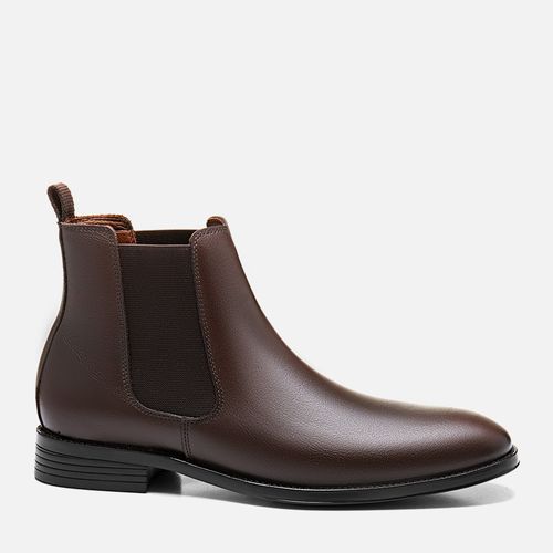 Bota Chelsea tipo Botina sem Amarração Feita em Couro Soft Macio Calce Prático Elástico Solado Borracha Gel Masculino Milano Dark Chocolate 13958