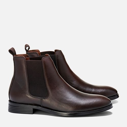 Bota Chelsea tipo Botina sem Amarração Feita em Couro Soft Macio Calce Prático Elástico Solado Borracha Gel Masculino Milano Dark Chocolate 13958