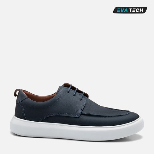 Sapato Casual Derby Esporte Fino Feito em Couro Nobuk Selaria Solado EVA Tech Super Leve Palmilha Anatômica Masculino Milano Anil 13835