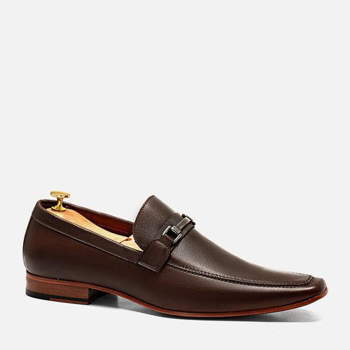 Sapato Social tipo Mocassim Sem Amarração Feito em Couro de Carneiro Solado de Couro e Forração e Palmilha em Couro Masculino Milano Chocolate 12526