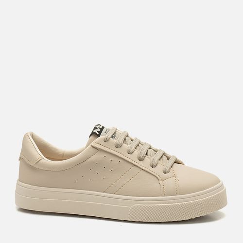 Tênis Básico Design Esportivo com Sola Caixa e Monocromático  Feminino Milano Off White 14192
