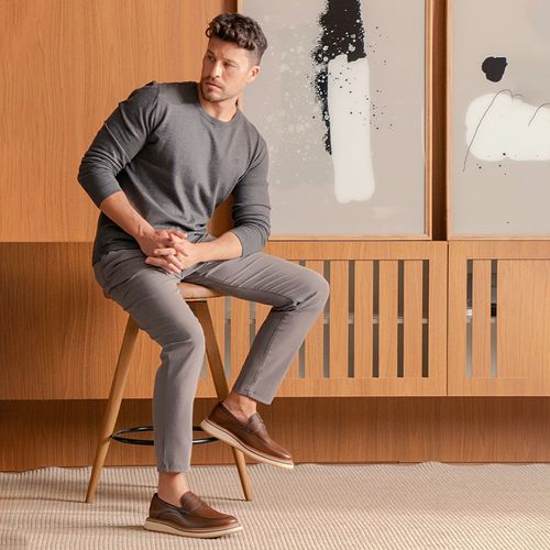 Sapato Casual Mocassim ou Loafer sem Amarração Linha Prime Premium Feito em Couro Macio Napa Soft Amortecedor Biolatex Masculino Milano Preto 14097