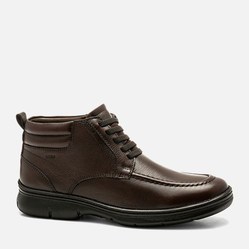 Sapato Casual tipo Bota Feito em Couro Soft Plumê sem Amarração Calce Prático Elástico  Masculino Milano Café 14338
