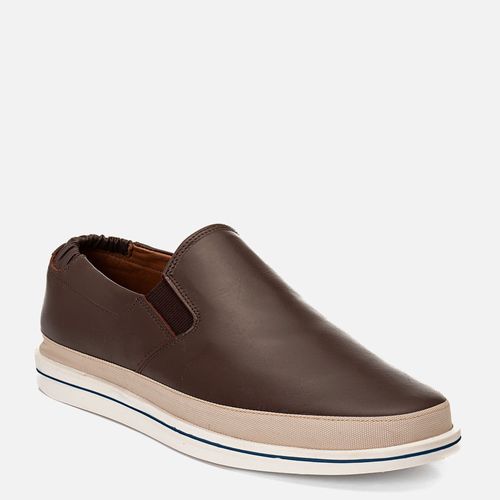 Tênis Slip On Alpargata Feito em Couro Napa Soft Calce Prático 100% Forração Couro Masculino Milano Havana 14464