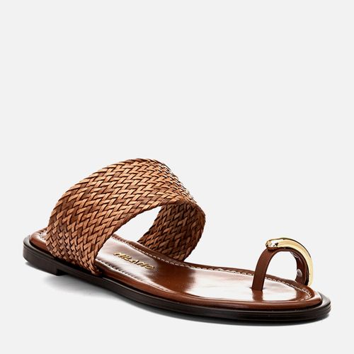 Sandália Rasteira Ring Toe ou Anel de Dedo Peça Formato Orgânico Tramada Feminino Milano Caramelo 14646