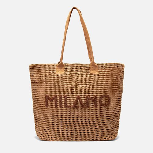 Bolsa Sacola ou Shopping Bag Grande Palha Natural Milano Milano Caramelo 14473