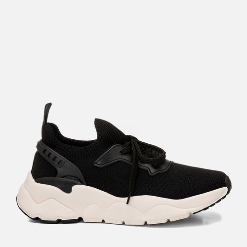 Tênis Esportivo Knit Tricô Tecnológico Meia Peça Emborrachada RobustoFeminino Feminino Milano Preto 14717