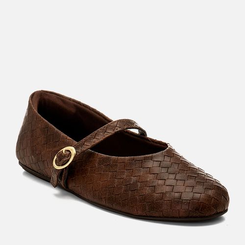 Sapatilha Mary Jane ou Boneca tipo Tressê e Fivela Feminino Milano Marrom 14825