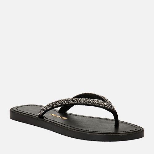Chinelo Dedo Tira em V com Manta de Brilho Feminino Milano Preto 15048