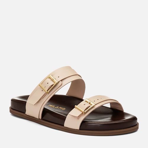 Sandália Papete Tiras Cruzadas Fivela Anatômica Feminino Milano Off White 14929